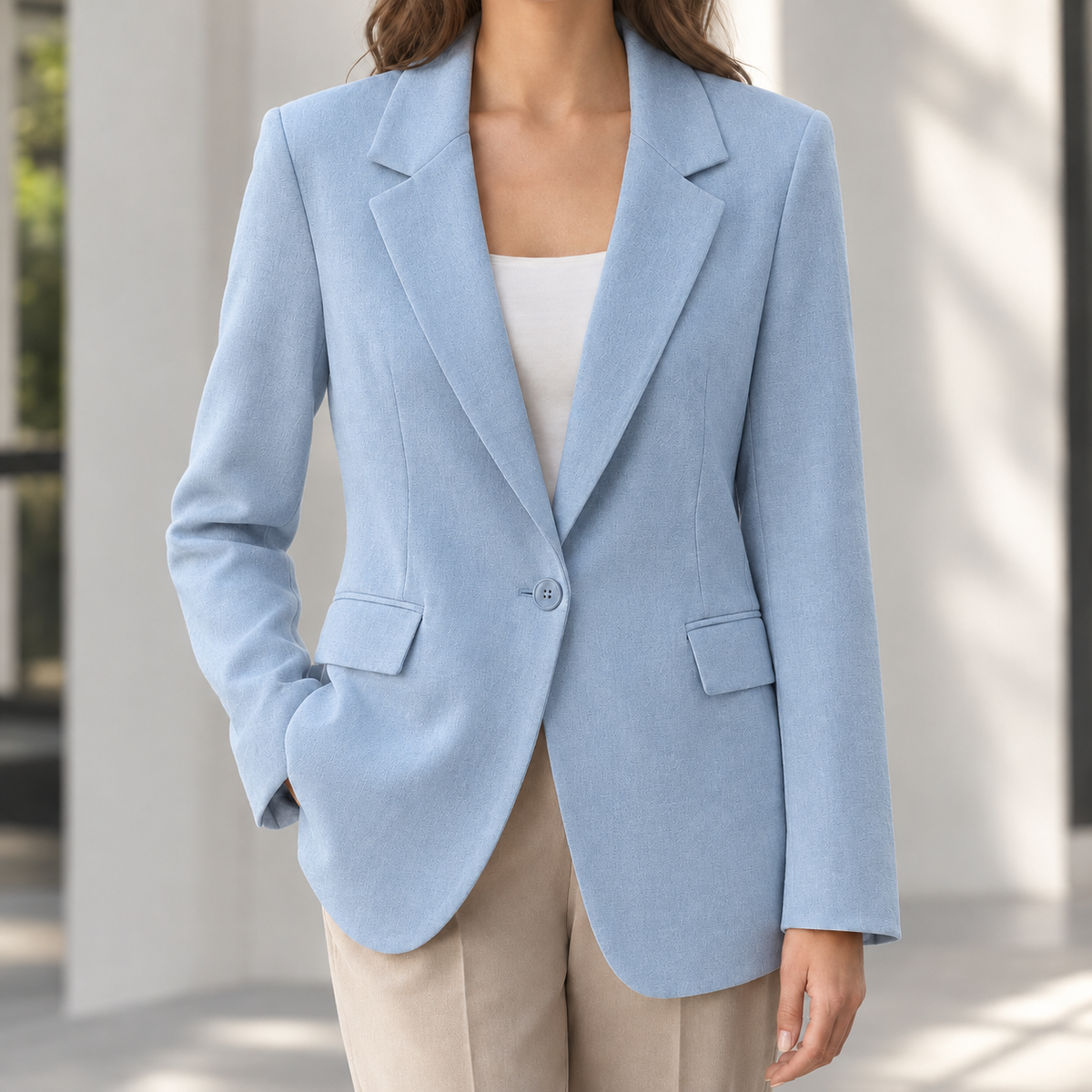 Grietje Notch Lapel Blazer - Light Blue