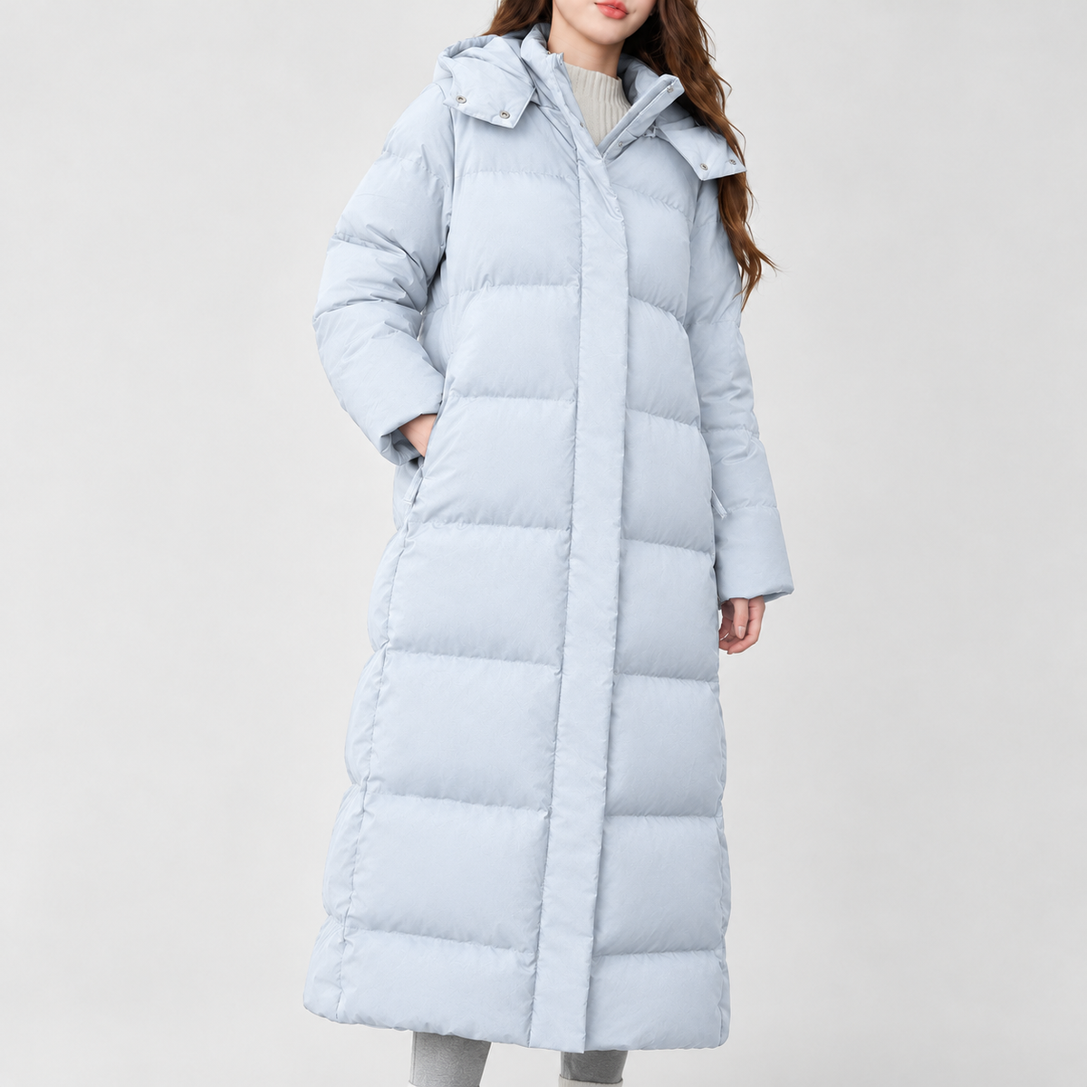 Hafdis Hooded Puffer Coat - Light Blue