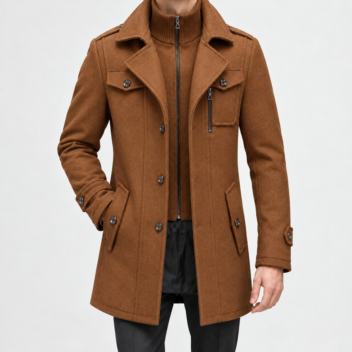 Gebhard Wool Double Coat - Camel