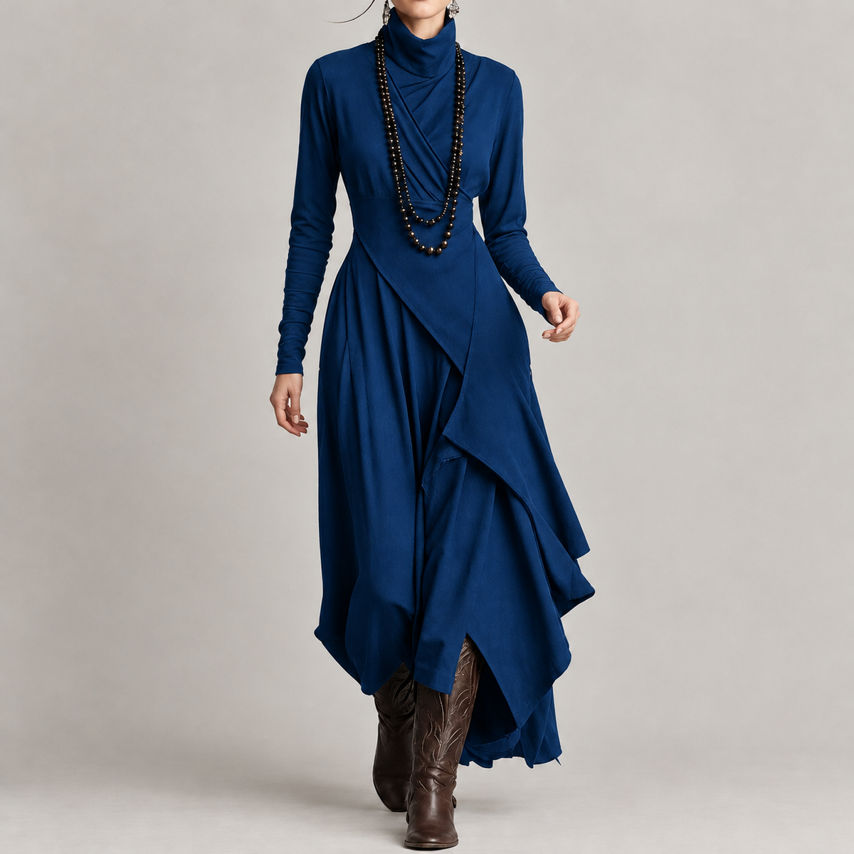 Florina Asymmetric Midi Dress - Royal Blue