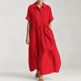 Cremilde Pintuck Maxi Dress - Red