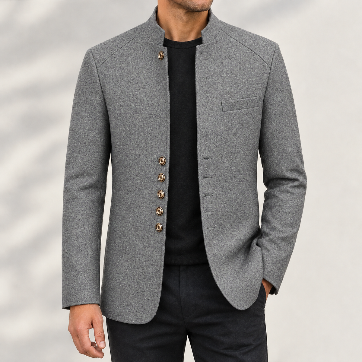 Brynjar Stand Collar Jacket - Medium Gray
