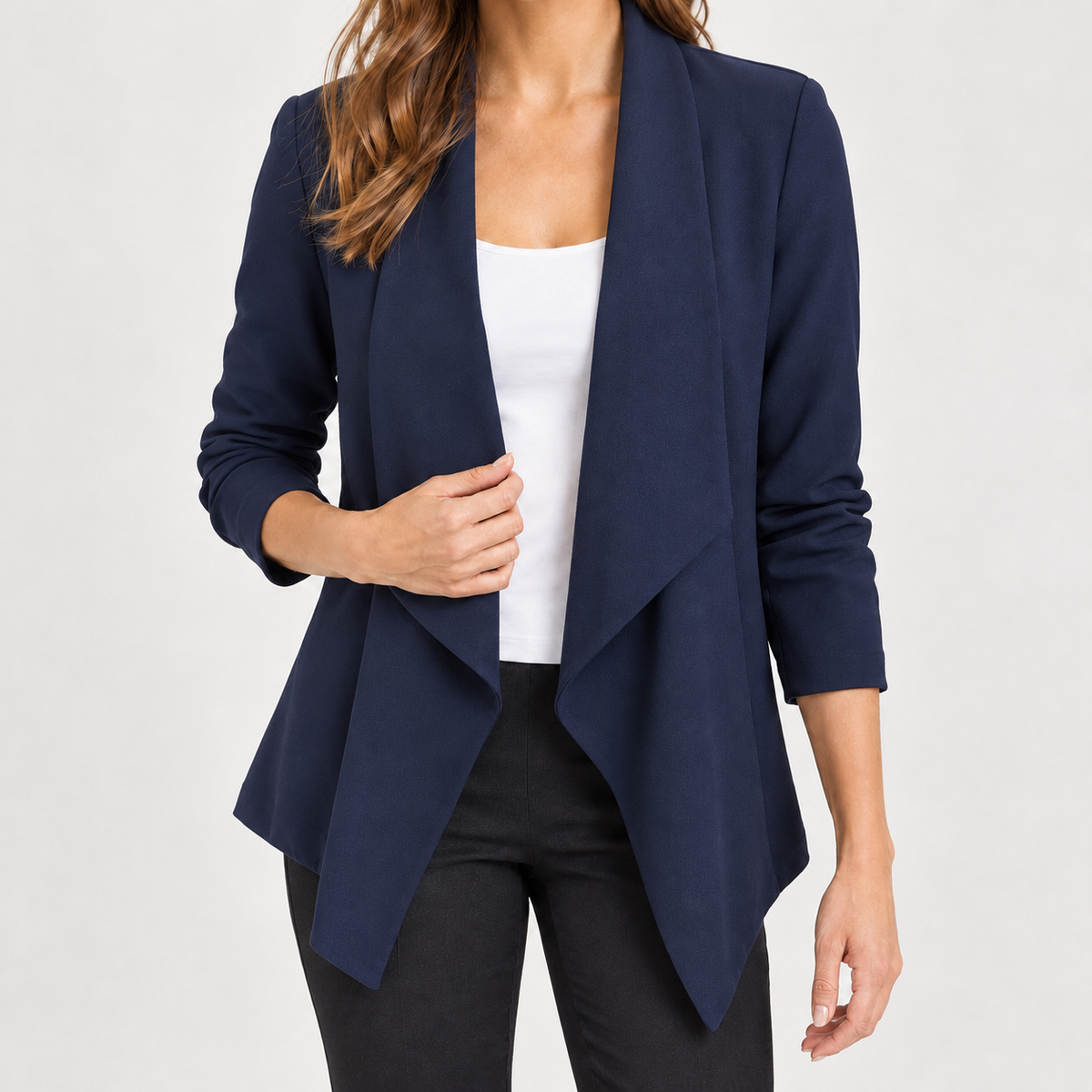 Agnete Draped Jacket - Navy Blue