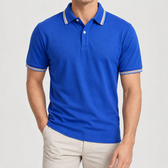 Gorm Striped Collar Polo - Royal Blue