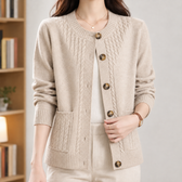Jolene Cable Knit Cardigan - Beige