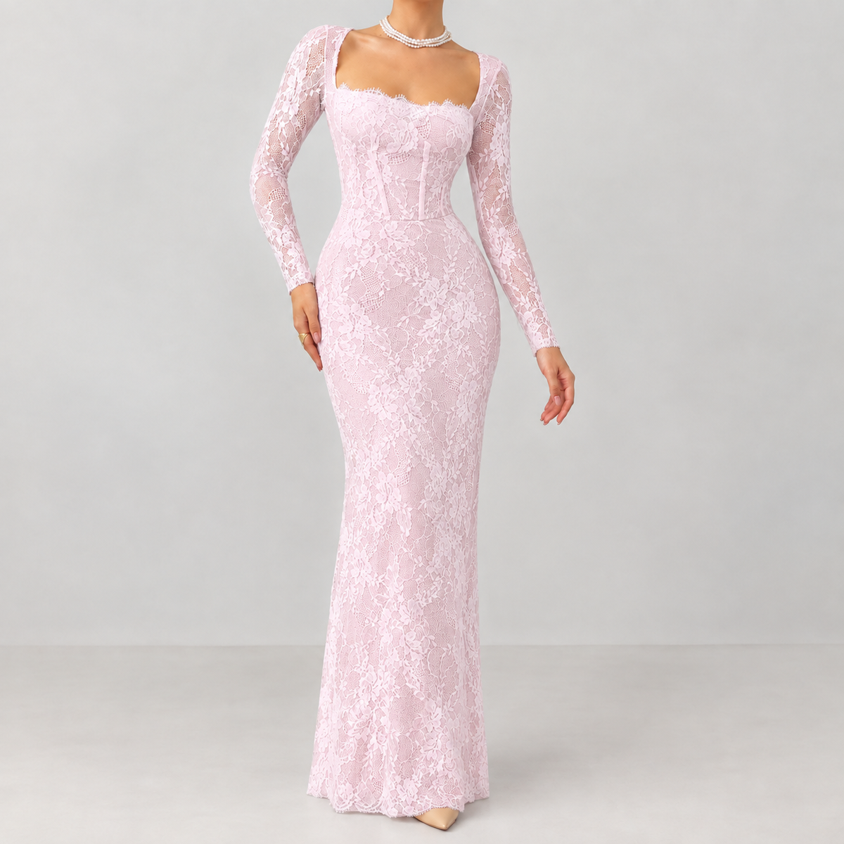 Perla Corset Maxi Dress - Pink