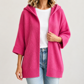 Marlies Hooded Knit Cardigan - Rose Red