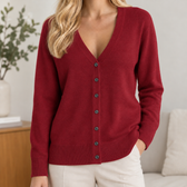 Friederike Button Front Cardigan - Cherry Red