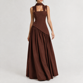 Majken Asymmetric Maxi Dress - Brown