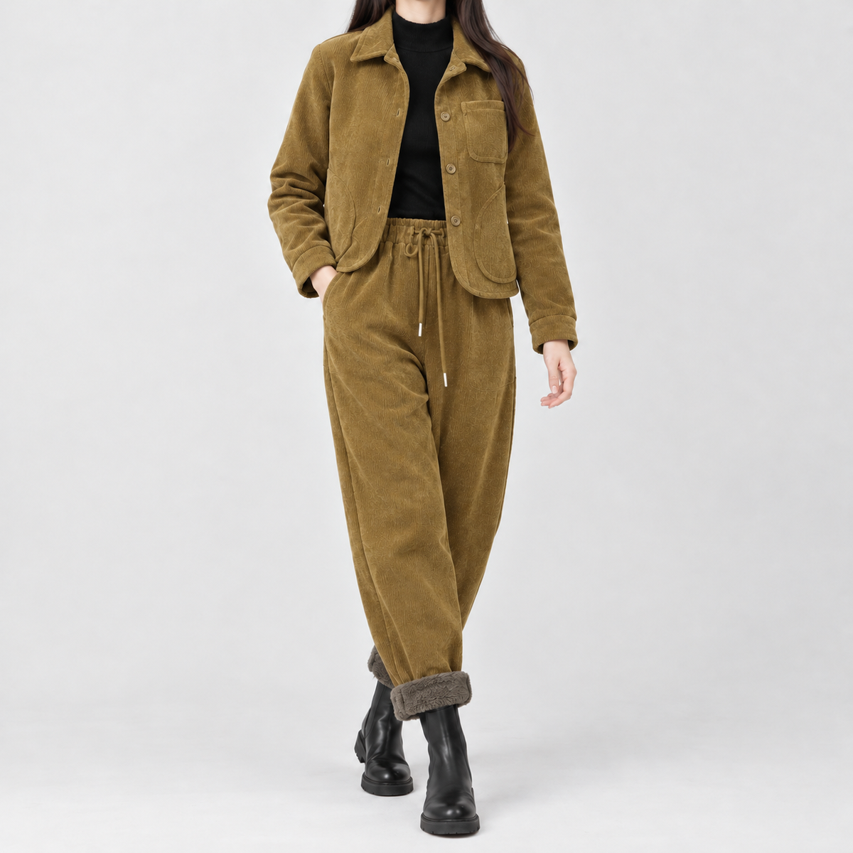 Margherita Corduroy Two Piece Set - Mustard Yellow