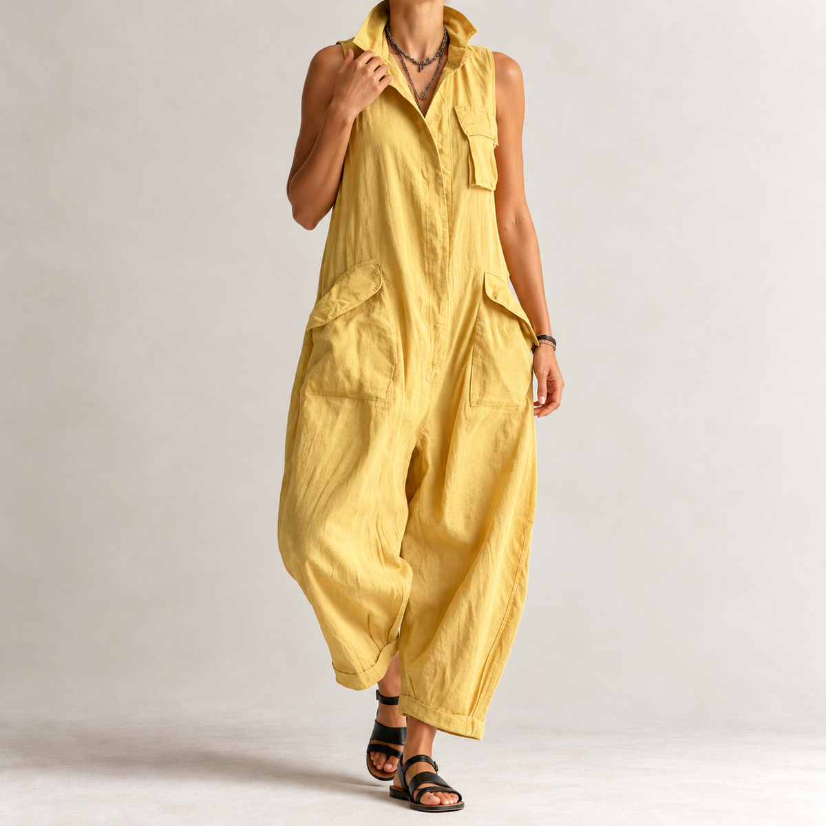 Pernille Wide Leg Jumpsuit - Yellow