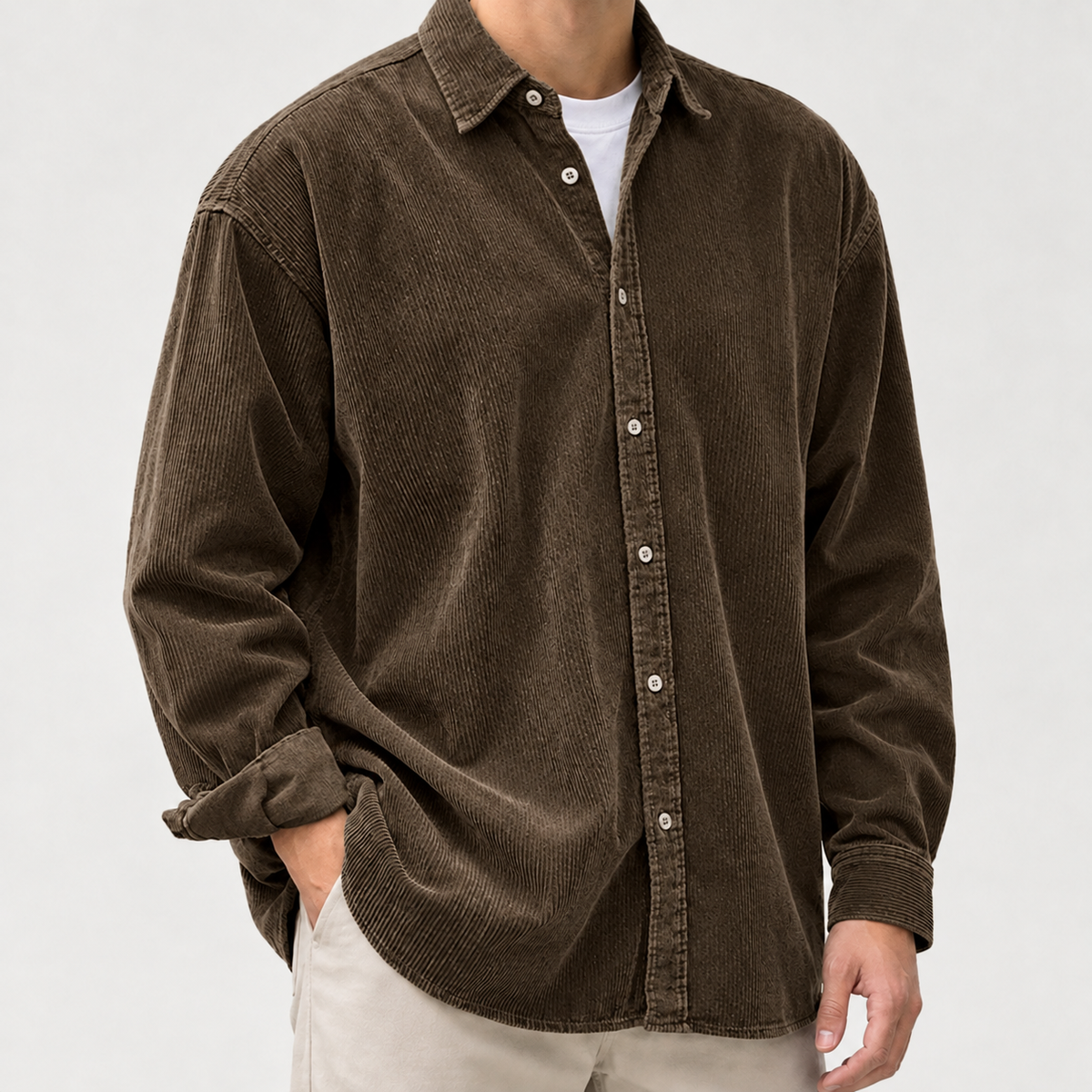 Marius Corduroy Overshirt - Brown