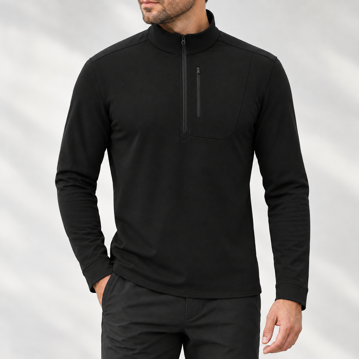 Eugene Half Zip Top - Piano Black