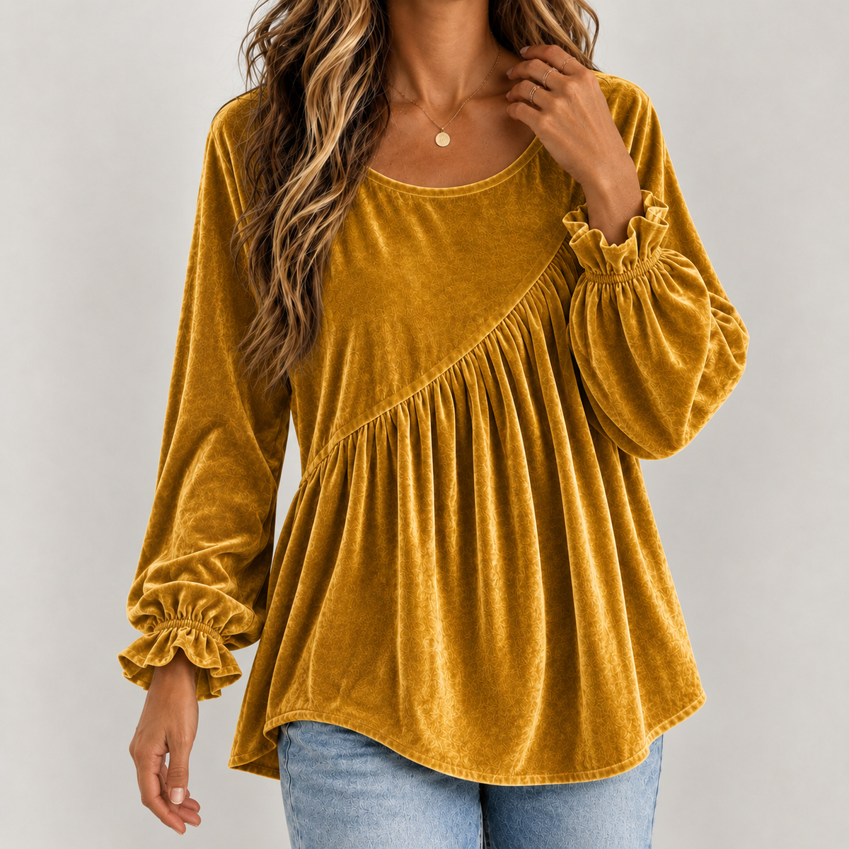 Willeke Pleated Top - Ginger Yellow
