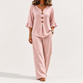 Maxine Ruffle Sleeve Set - Pink