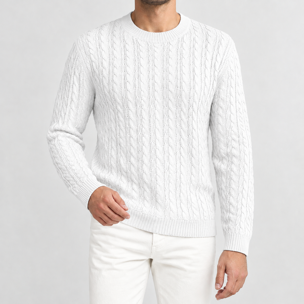 Salvador Cable Knit Sweater - White