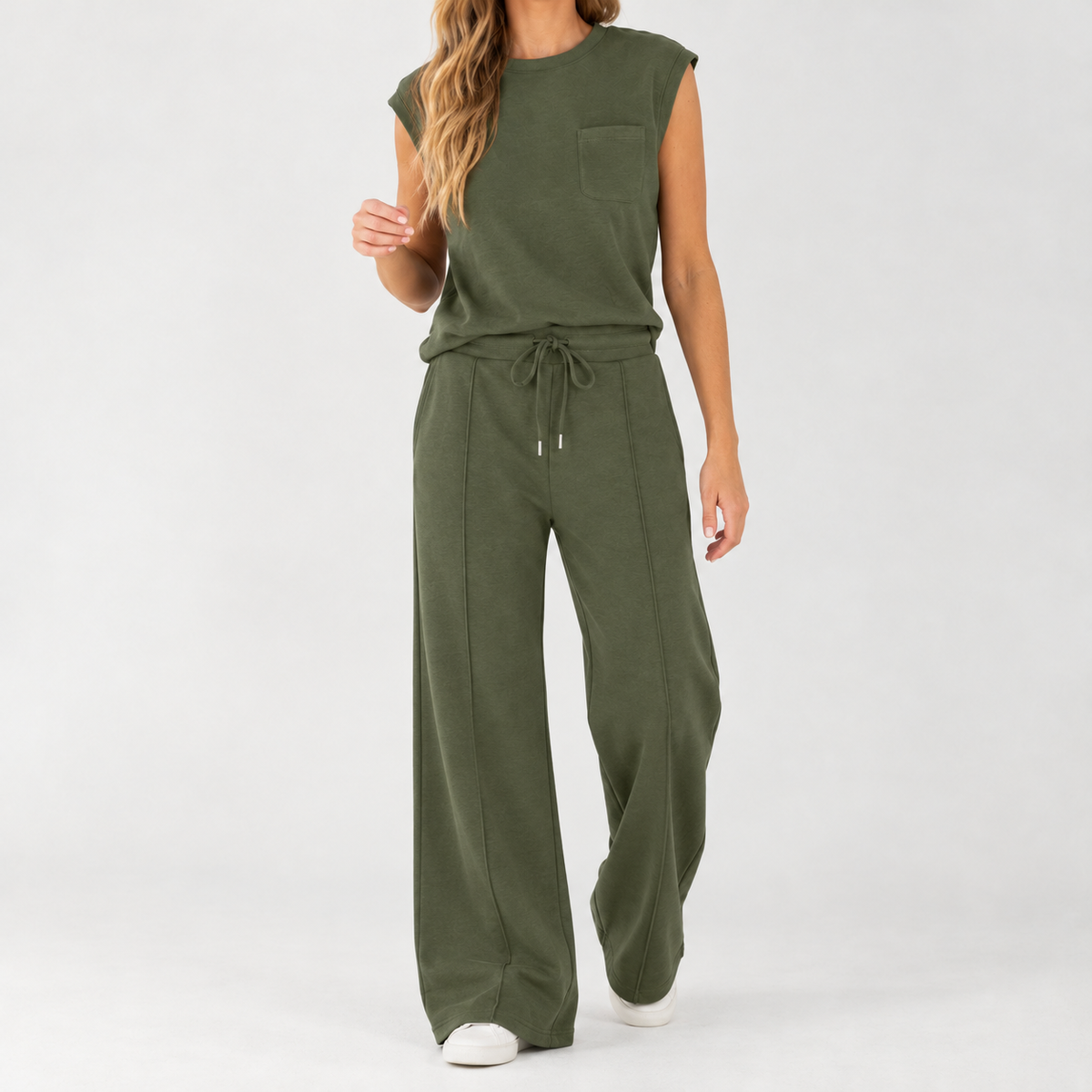 Lisa Wide Leg Set - Army Green