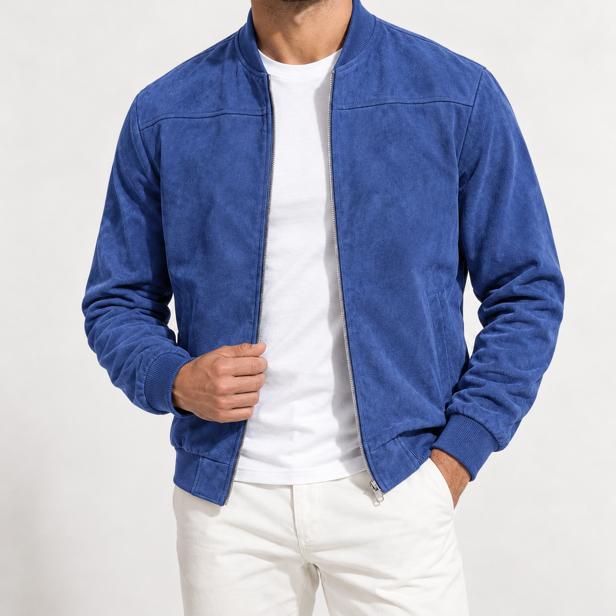 Albrecht Suede Bomber Jacket - Royal Blue