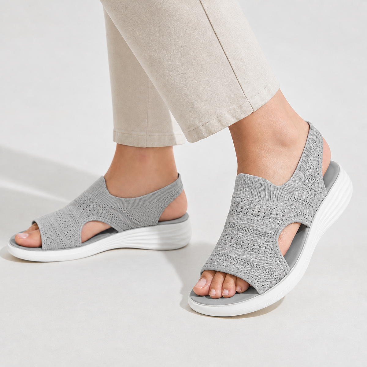 Gunilla Knit Platform Sandals - Gray