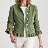 Ellinor Ruffle Hem Jacket - Army Green