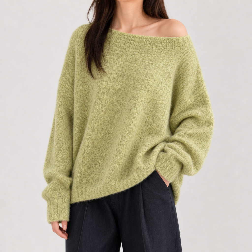 Yngvild Oversized Knit Top - Yellowish Green