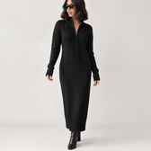 Hugrun Half Zip Dress - Oats