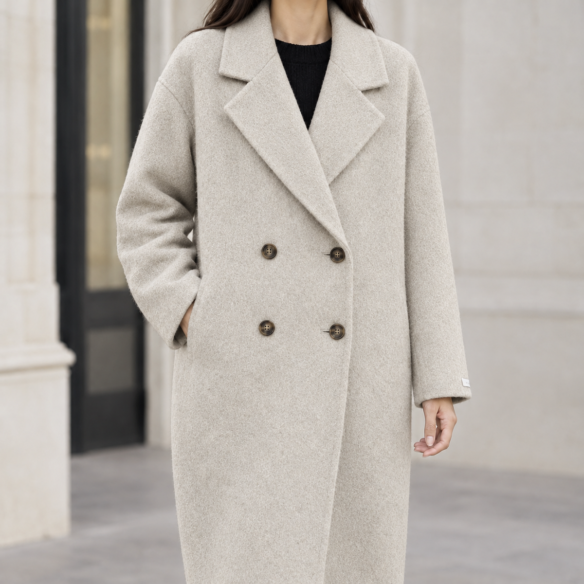 Johanna Double Breasted Wool Coat - Oatmeal