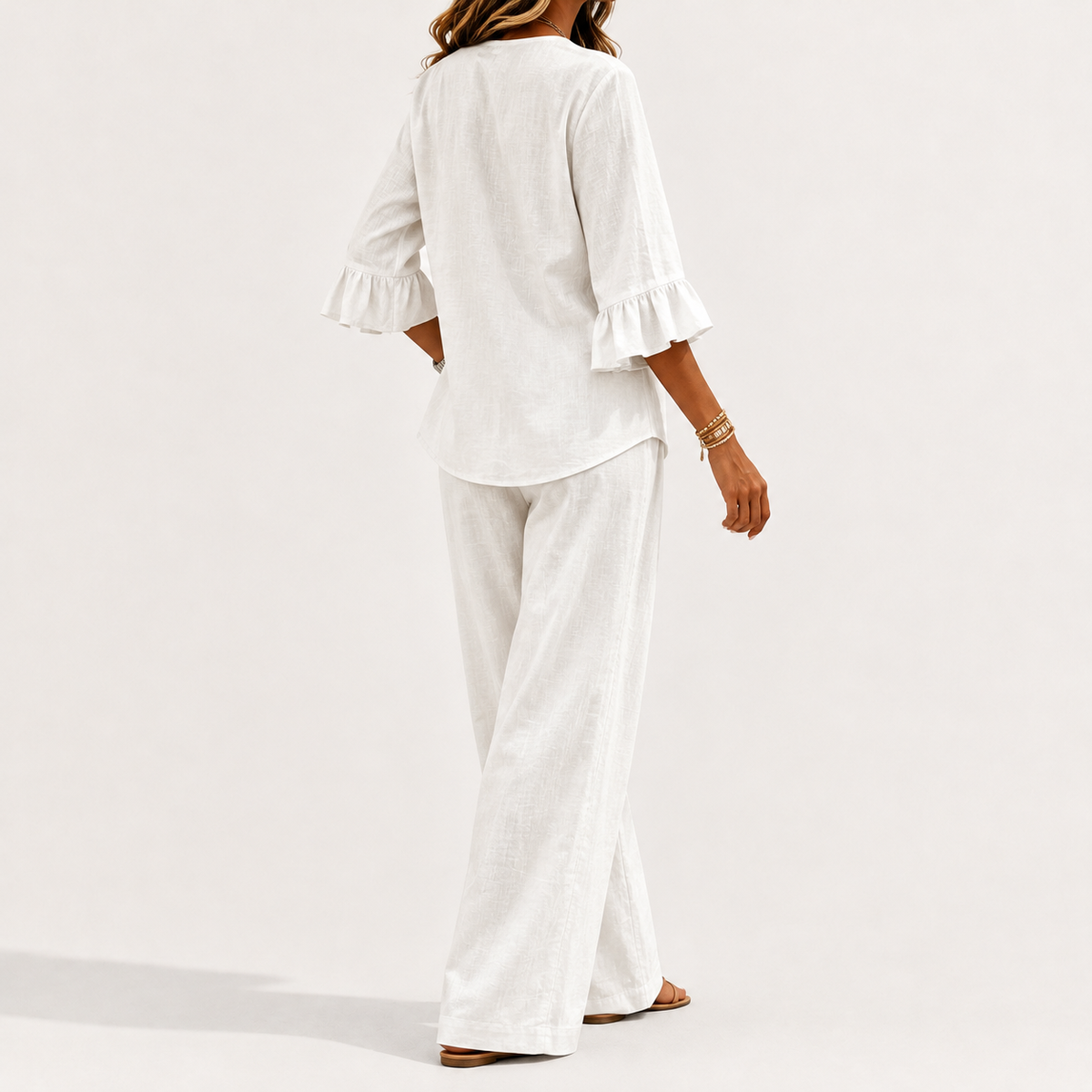 Maxine Ruffle Sleeve Set - White