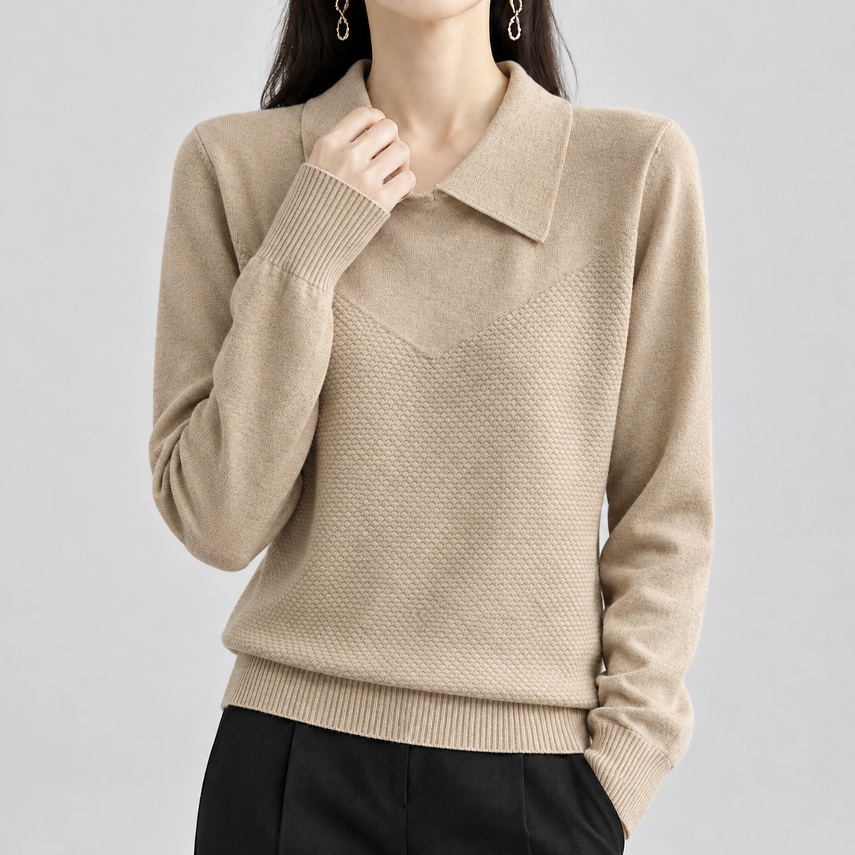 Polina Point Collar Sweater - Camel