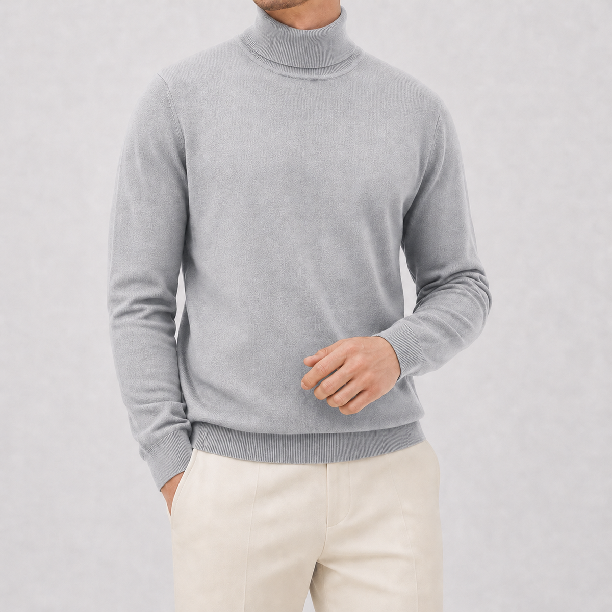 Atle Turtleneck Sweater - Light Gray