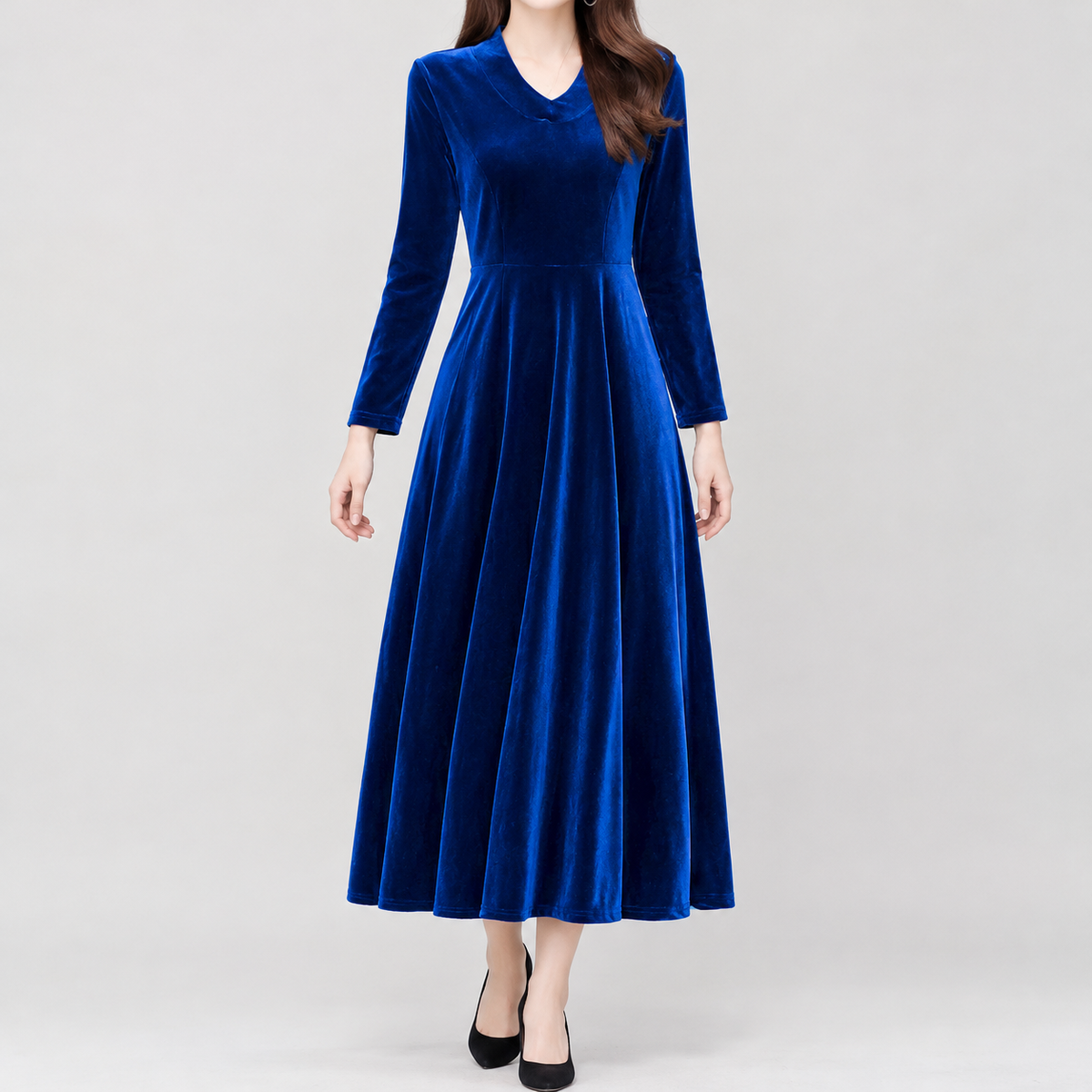 Johanne Velvet Midi Dress - Sapphire Blue