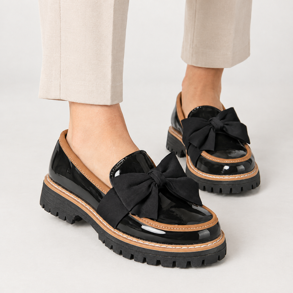 Cristina Bow Loafers - Black