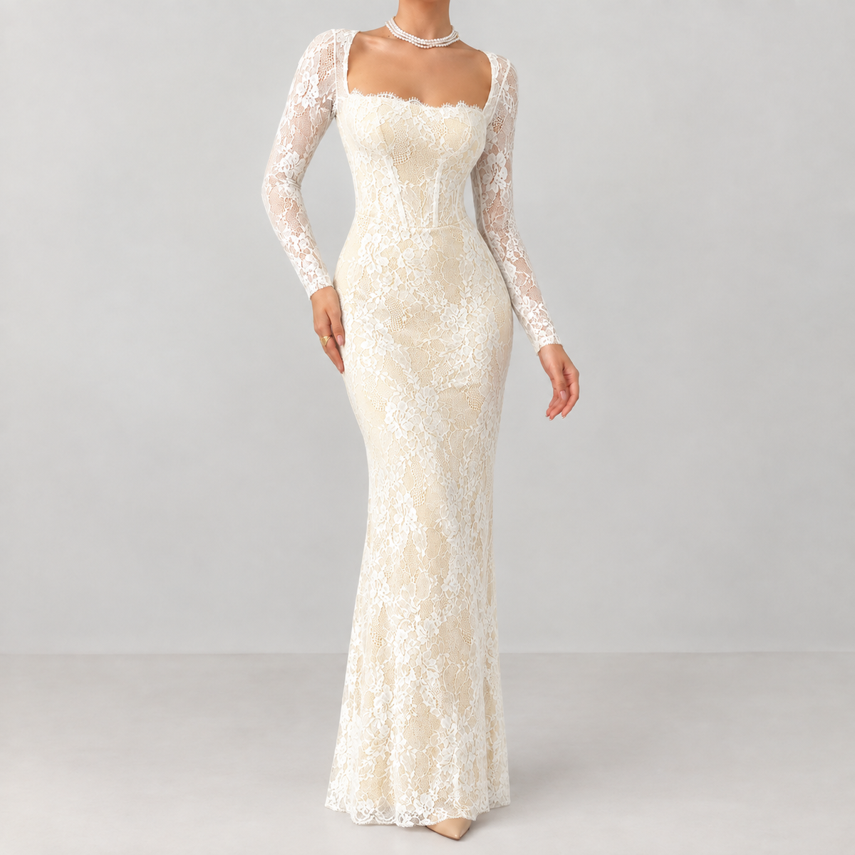 Perla Corset Maxi Dress - Cream