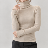 Aurora Lettuce Edge Turtleneck - Khaki