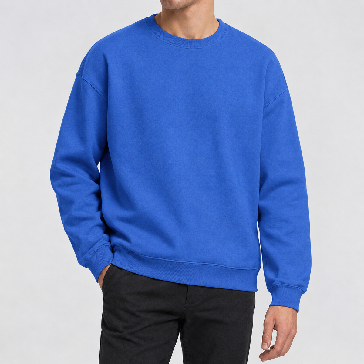 Austin Cotton Sweatshirt - Round Neck-sapphire Blue
