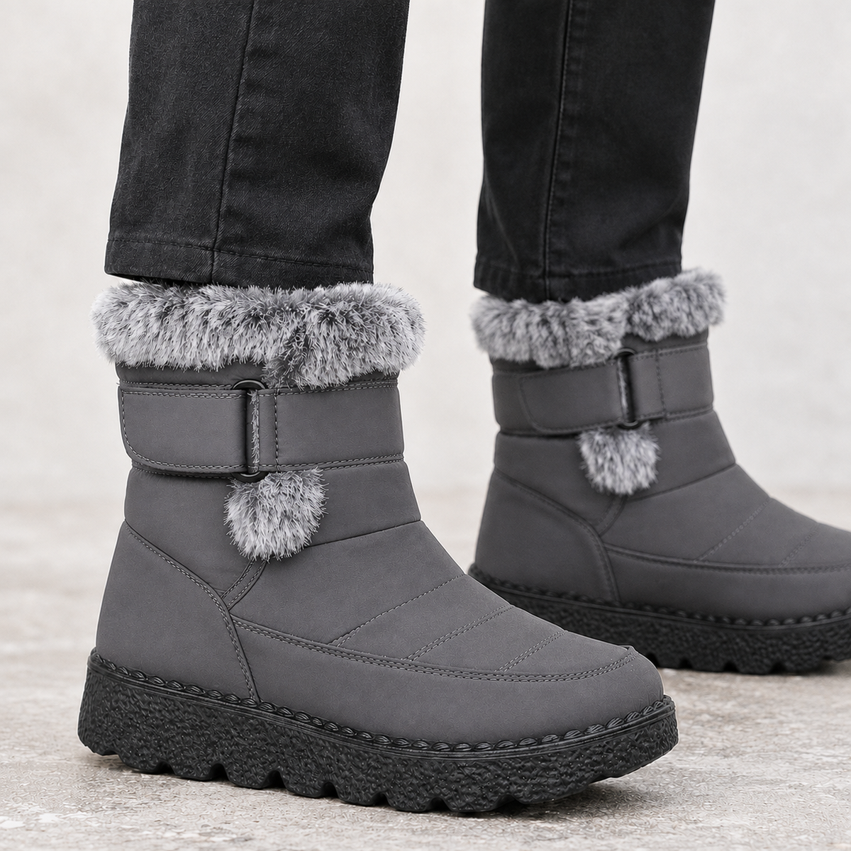 Bartolo Plush Lined Snow Boots - Gray