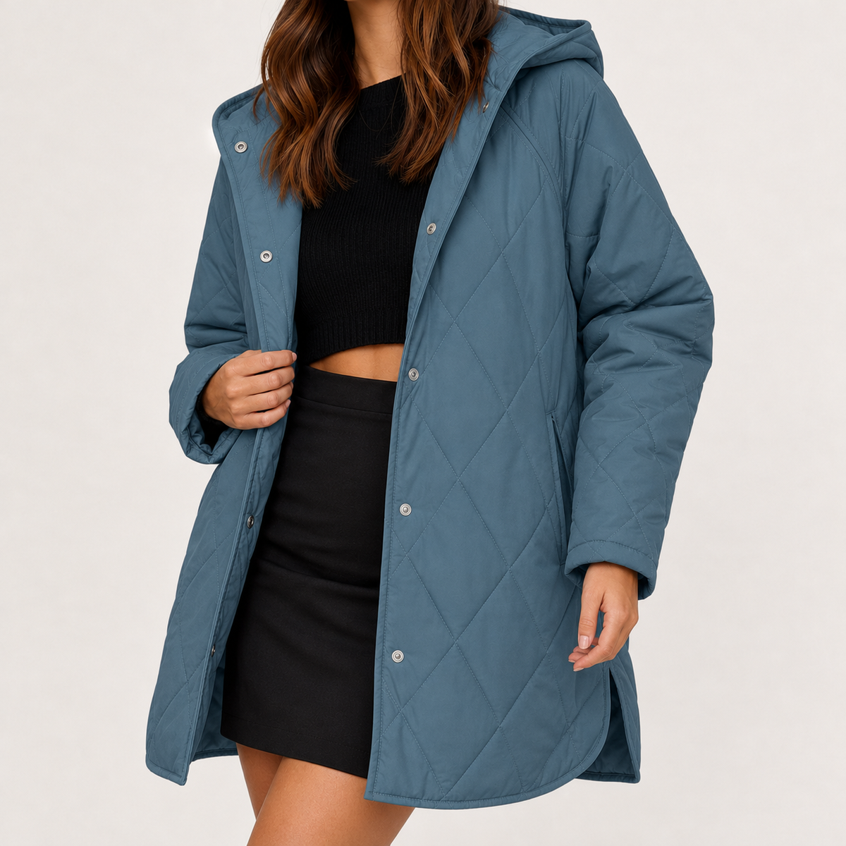 Corinne Diamond Quilted Jacket - Sea Blue