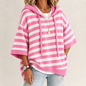 Cadence Hooded Sweater - Pink Stripes