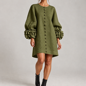 Helma Floral Cuff Dress - Green