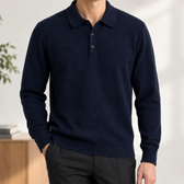 Cirillo Polo Collar Sweater - Navy Blue