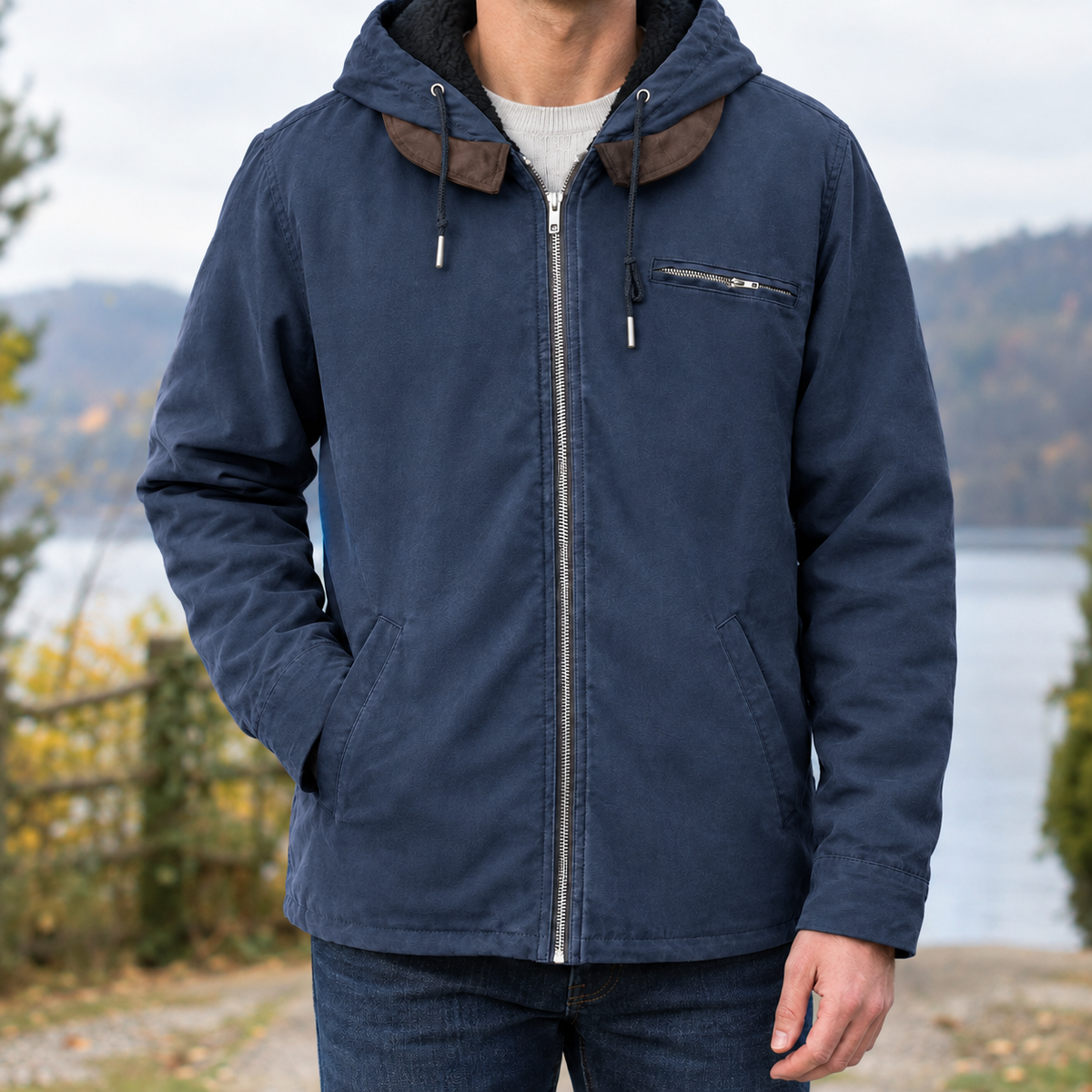 Ebbe Hooded Cotton Jacket - Navy Blue