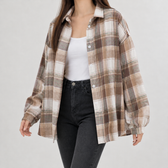 Charline Plaid Overshirt - Khaki