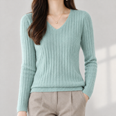 Aline V Neck Sweater - Turquoise Green