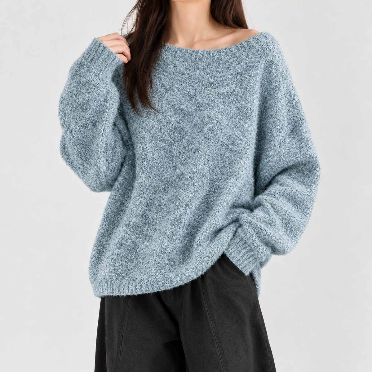 Yngvild Oversized Knit Top - Blue