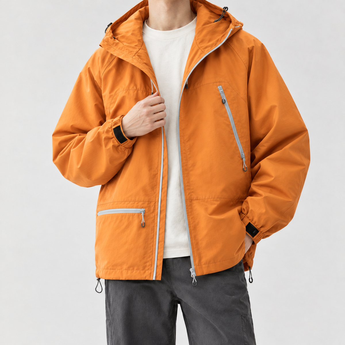 Tobias Contrast Zip Jacket - Golden Sands Orange
