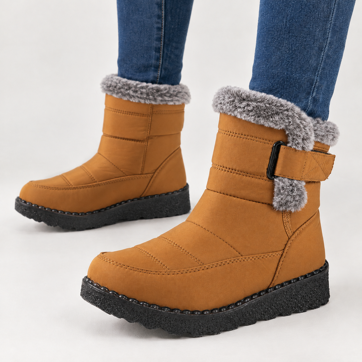 Sanremo Quilted Snow Boots - Ginger Yellow