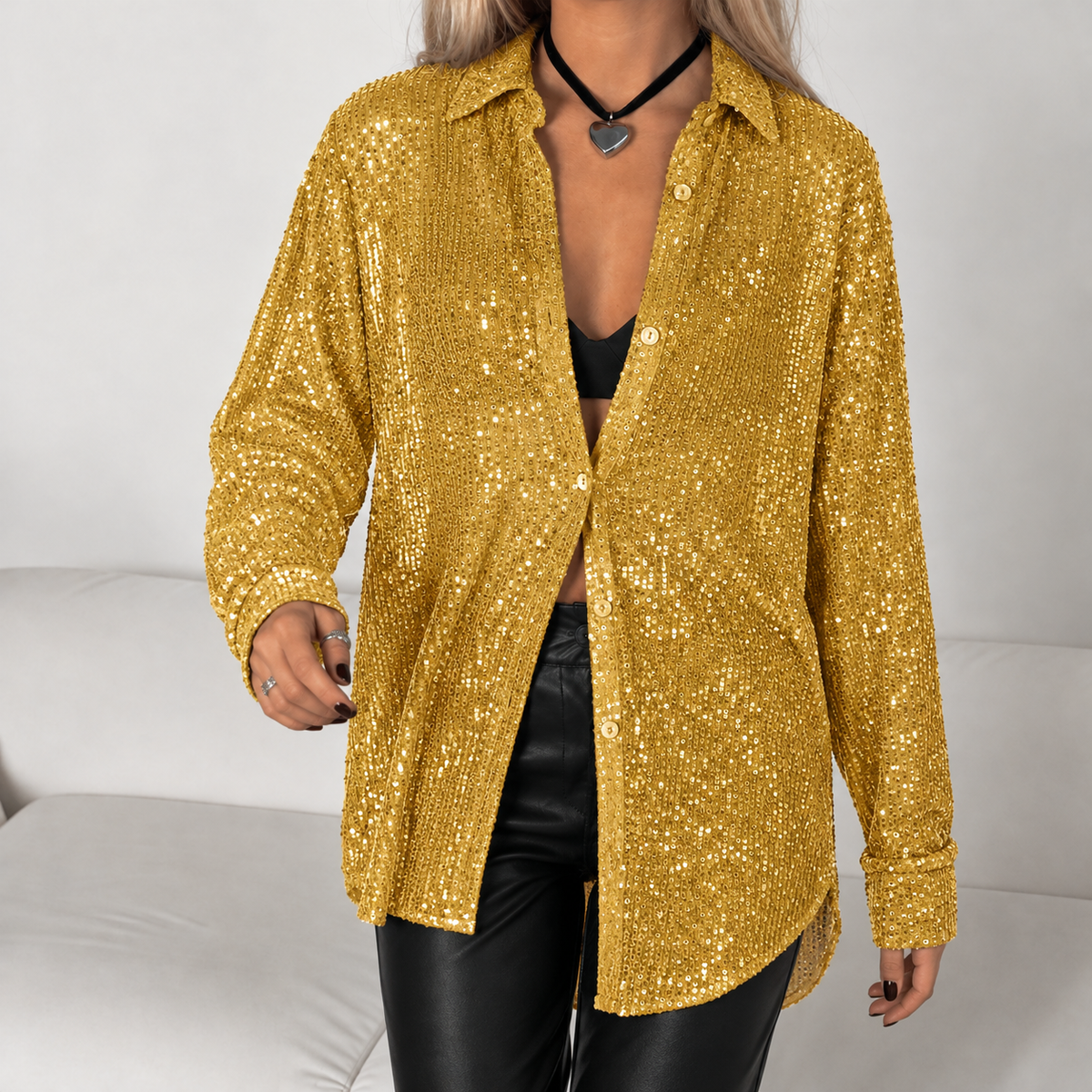 Bergljot Sequined Shirt - Gold