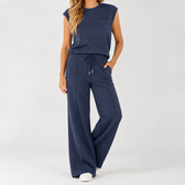 Lisa Wide Leg Set - Navy Blue