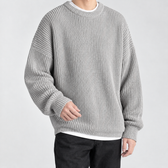 Sebastien Ribbed Crew Neck Sweater - Light Gray