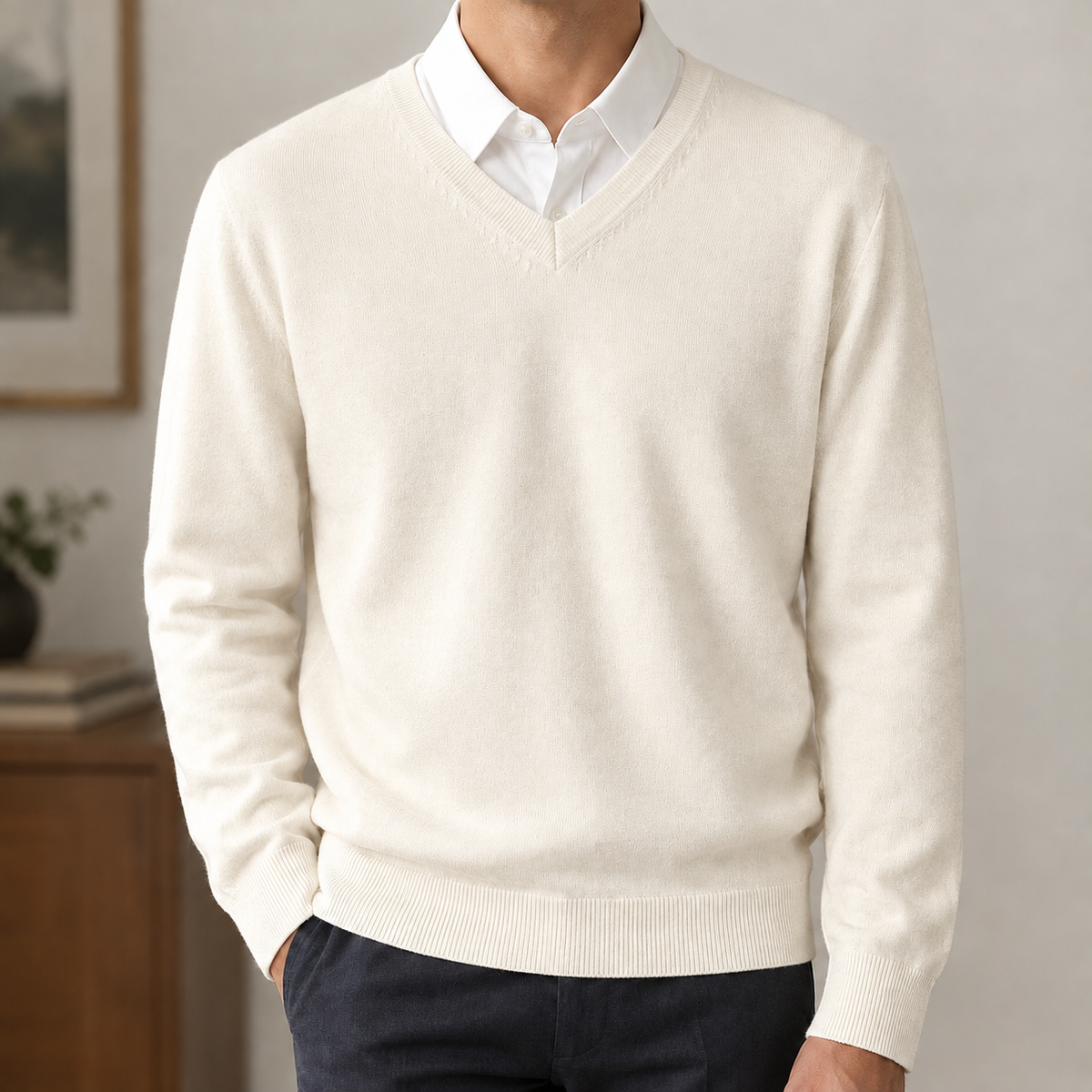 Nicanor V Neck Sweater - Off White